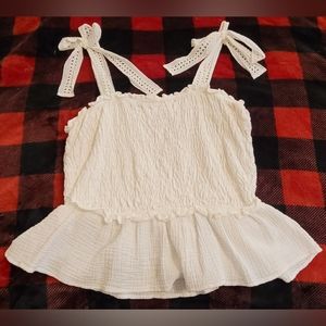Eri + Ali Tie Straps White Tank Top